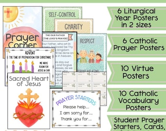 Catholic Prayer Corner Kit- 32 Posts and 2 Matching Borders