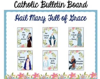 Mary Catholic Bulletin Board Set: Names of Mary Posters