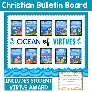 Christian Virtue Bulletin Board and Certificate: Ocean of Virtues