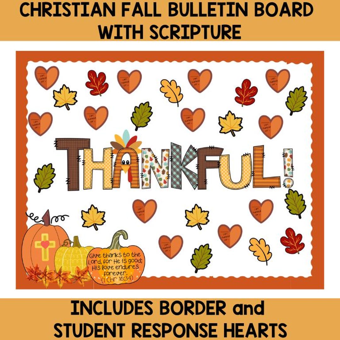 Christian Fall Bulletin Board Thanksgiving With Scripture - Etsy