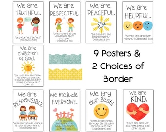 Christian Classroom Expectations Posters with Scripture