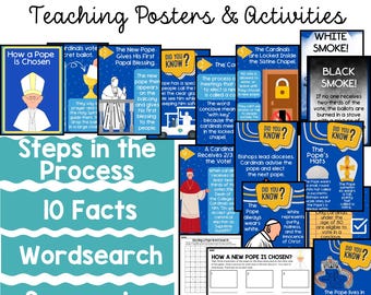 How a Pope is Elected: Classroom Poster Set, Sequencing, Word Search Activities