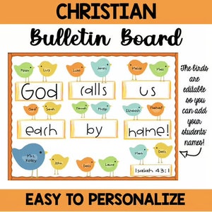 EDITABLE Christian Bulletin Board Set: God Calls Each of Us by Name