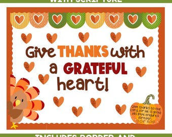 Fall Christian Bulletin Board:Give Thanks with a Grateful Heart