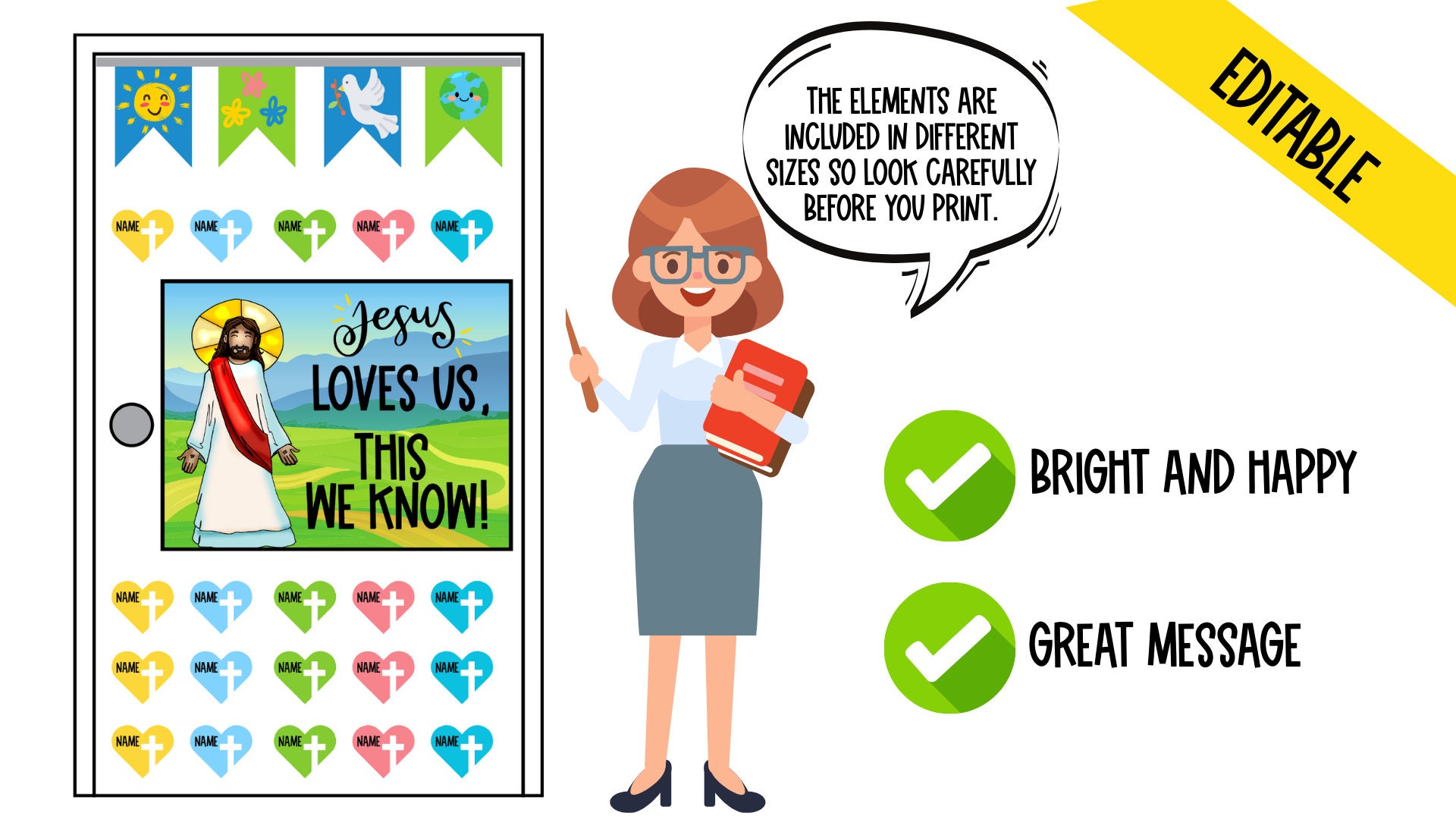 Back to School Christian Door Decoration Kit: Jesus Loves Us - Etsy