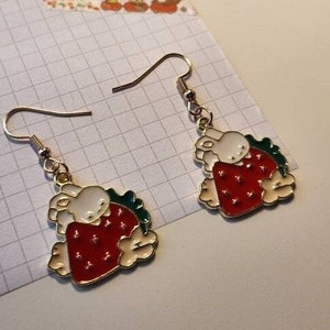 Cute Kawaii Strawberry Bunny Earring