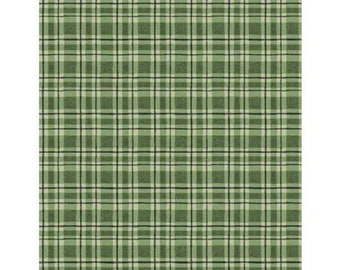 Patchwork fabric check green white