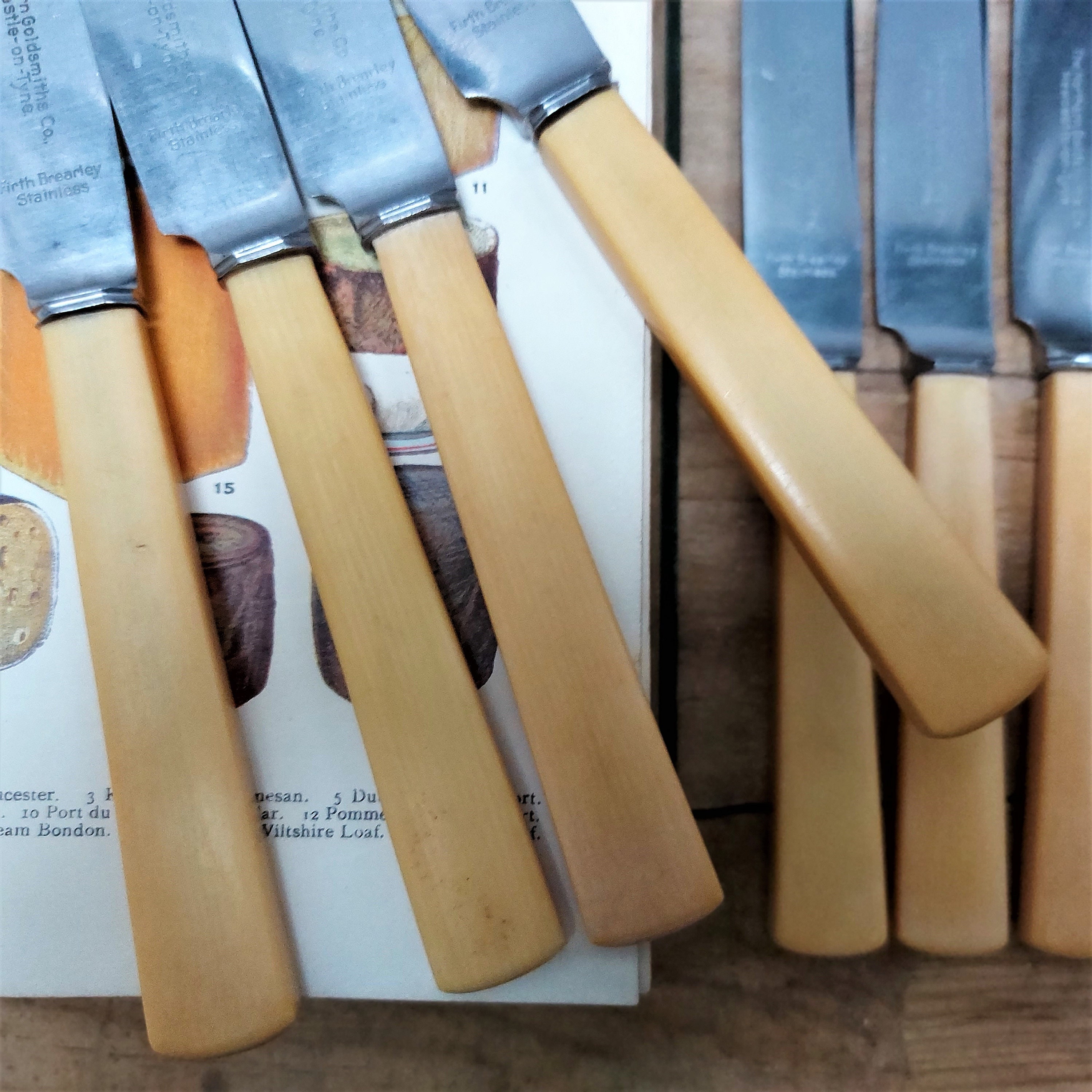 Vintage Cream Handled Knife Set Of 12. Sheffield 'Firth Etsy