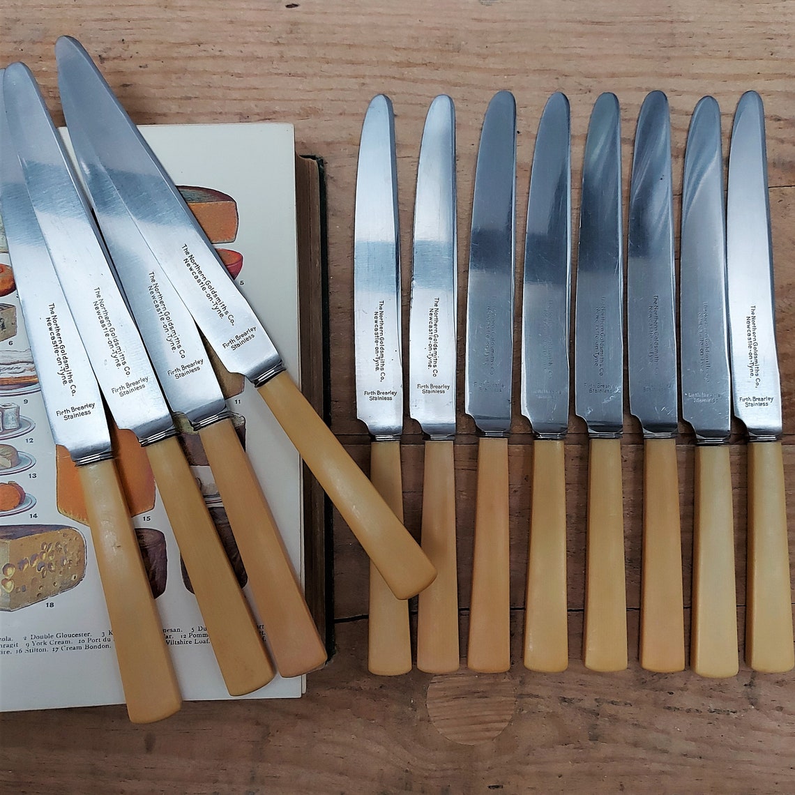 Vintage Cream Handled Knife Set Of 12. Sheffield 'Firth Etsy