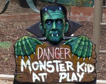Classic Monster Mash Monster Kid foam filled latex Halloween Horror decor  FRANKENSIGN Display
