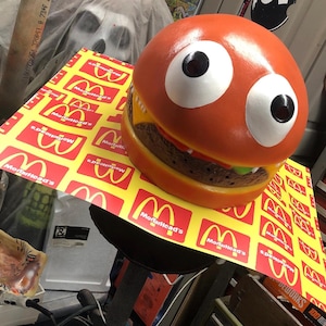 Vegan Nightmare fast food cheese burger cosplay Halloween mask display
