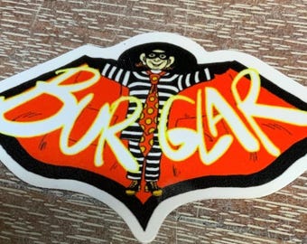 Hamburglar Burglar Man vinyl stickers vintage McDonald’s fast food cheesy cheeseburger nostalgia Batman parody