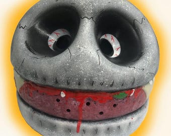 Burger Skull Latex Mask: Halloween Cheeseburger Cosplay