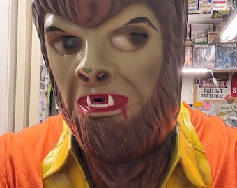 Wolf man mask Remco style Universal Monsters wearable latex battle damaged action figure Halloween mask/bust