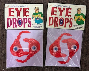 Eye Drops latex rubber novelty bloody eyeballs in retro rack toy packaging