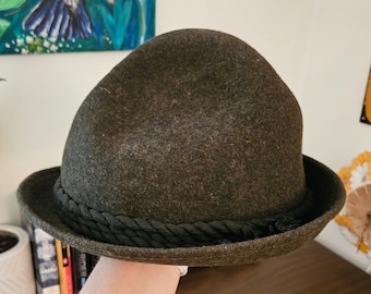 Vintage 1950s Green Felt Bowler Hat With Rope Detail - Etsy display picture 1