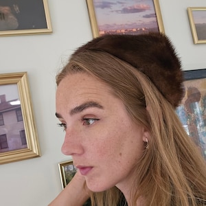 Vintage 1950s &quot;Paulette&quot; Silk Lined Genuine Mink Fur Pointed Hat