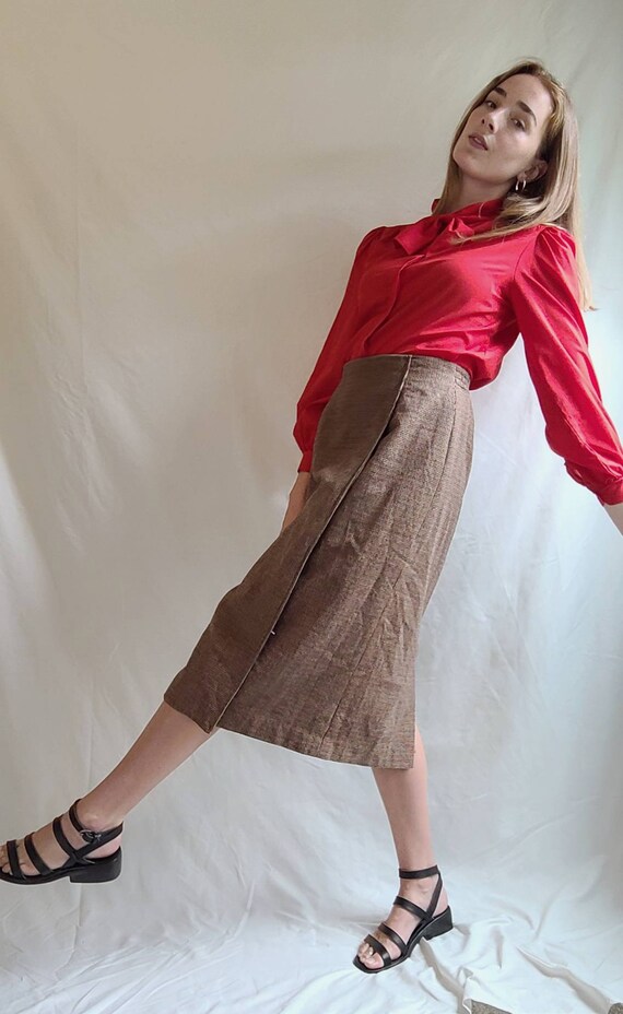 Vintage 1980s "Joan Leslie" Tan, Red, and Green P… - image 9