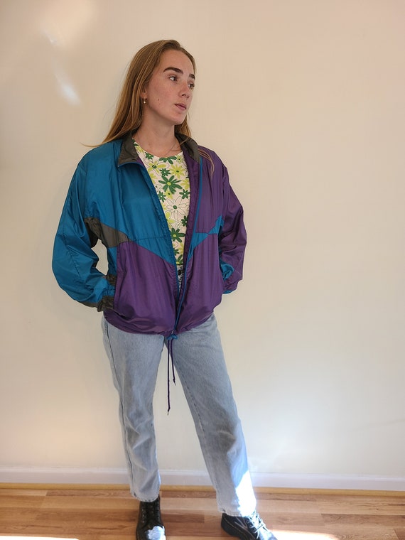 Vintage 1990s Active Wear Colorblock Windbreaker … - image 6