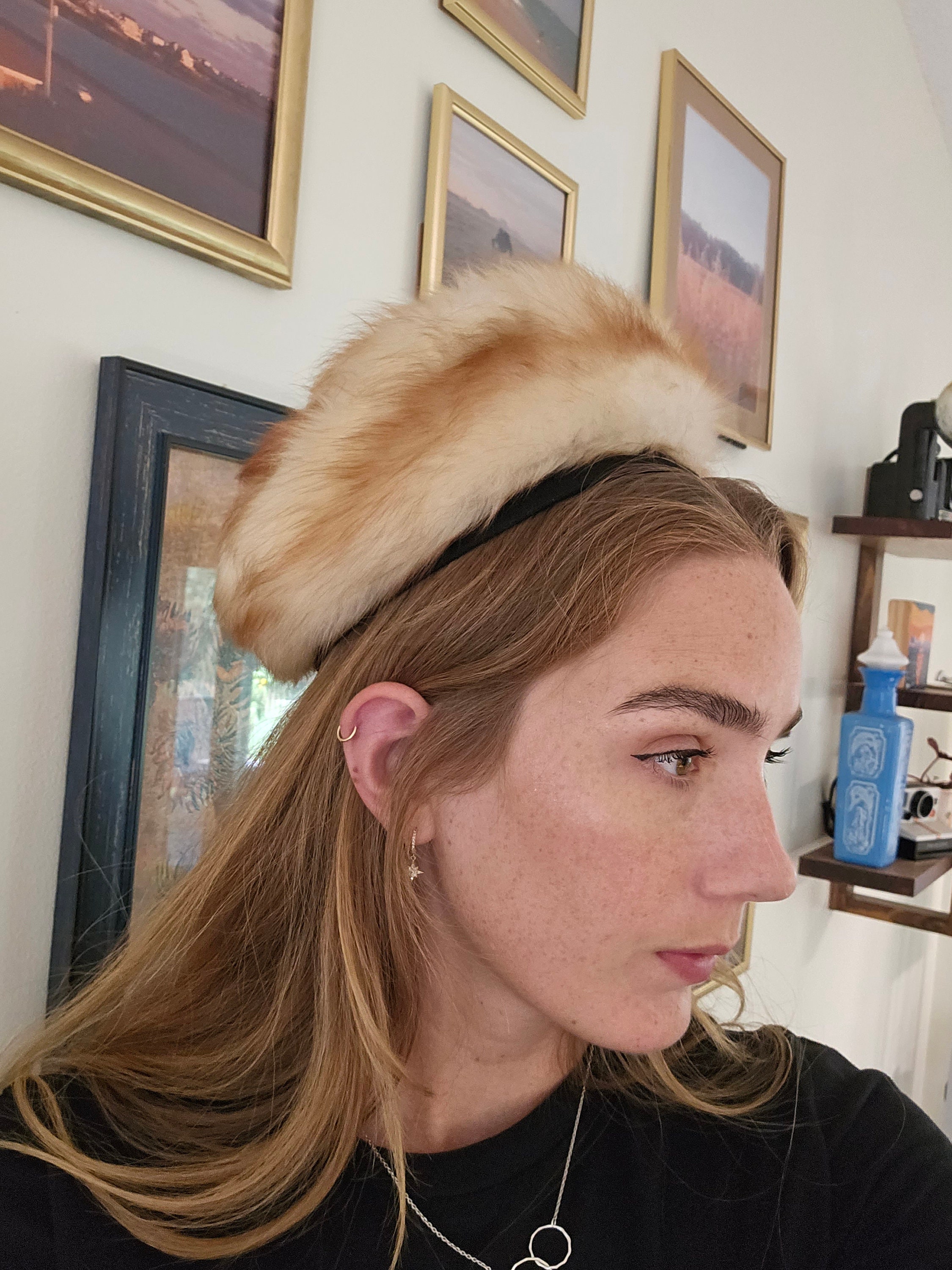 Vintage 1950s Genuine White Fox Fur Beret With Pom Pom - Etsy display picture 2