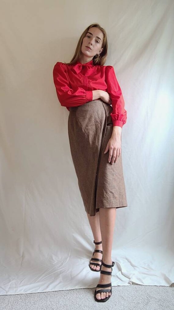 Vintage 1980s "Joan Leslie" Tan, Red, and Green P… - image 6