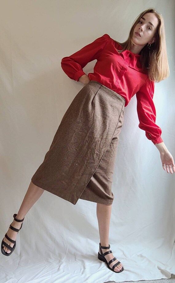 Vintage 1980s "Joan Leslie" Tan, Red, and Green P… - image 8