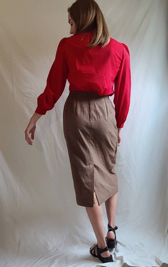 Vintage 1980s "Joan Leslie" Tan, Red, and Green P… - image 5