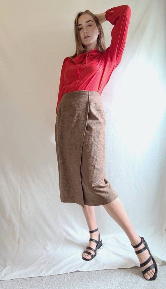 Vintage 1980s "Joan Leslie" Tan, Red, and Green P… - image 2