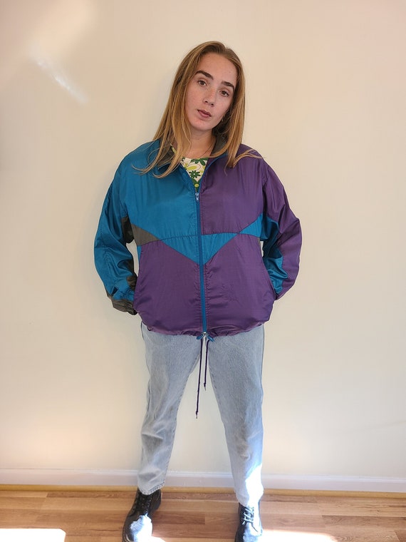 Vintage 1990s Active Wear Colorblock Windbreaker … - image 1