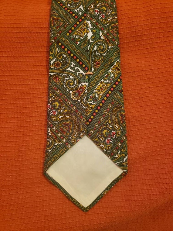 Vintage 1970s Green Patterned Necktie - image 2