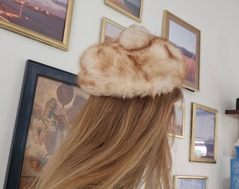 VINTAGE Fox Fur Beret with Fur Pom Pom Vintage 1950s Genuine White Fox Fur Beret With Pom Pom - Etsy main image 4