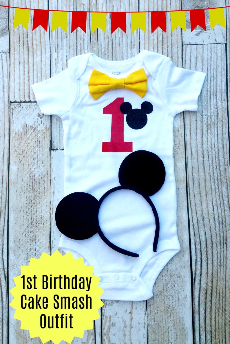 Baby Boy Mickey Mouse Birthday Onesie Mickey Mouse 1st Etsy
