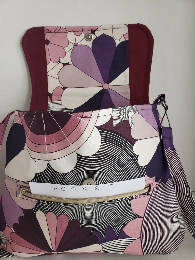 Purple Multi Design Handbag w Cork Flap