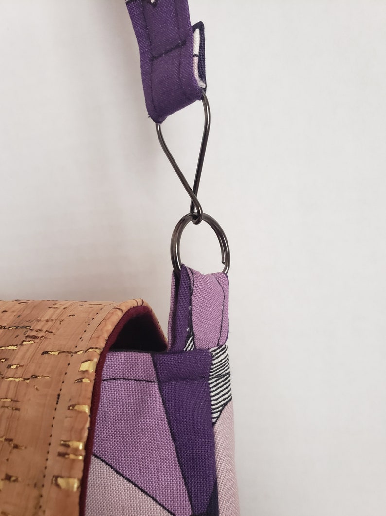 Purple Multi Design Handbag w Cork Flap