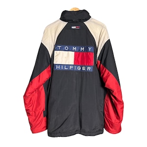 Vintage 90s Tommy Hilfiger Patch Logo Flag Hoodie Coat /Jacket