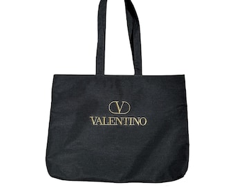 Vintage Valentino Embroidered Big Logo Tote Bag