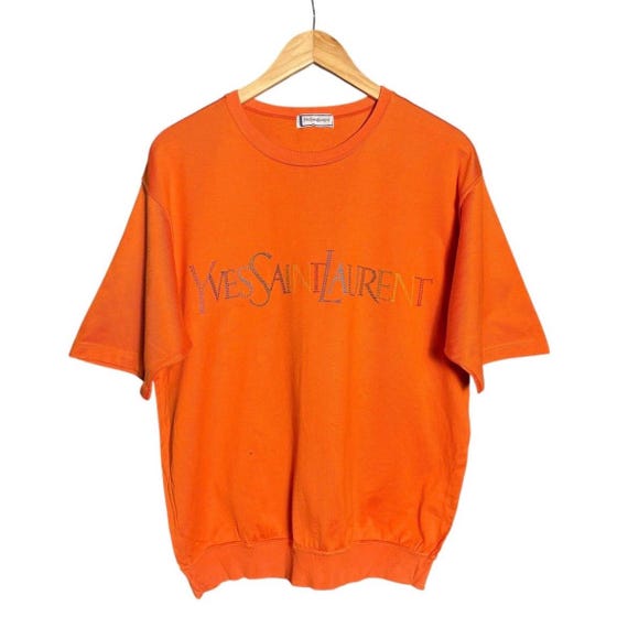 Vintage 90s Yves Saint Laurent Logo Short Sleeve Sweatshirt - Etsy