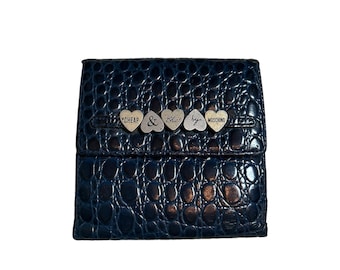 Vintage Moschino Wallet: Embossed Leather, Heart Charms