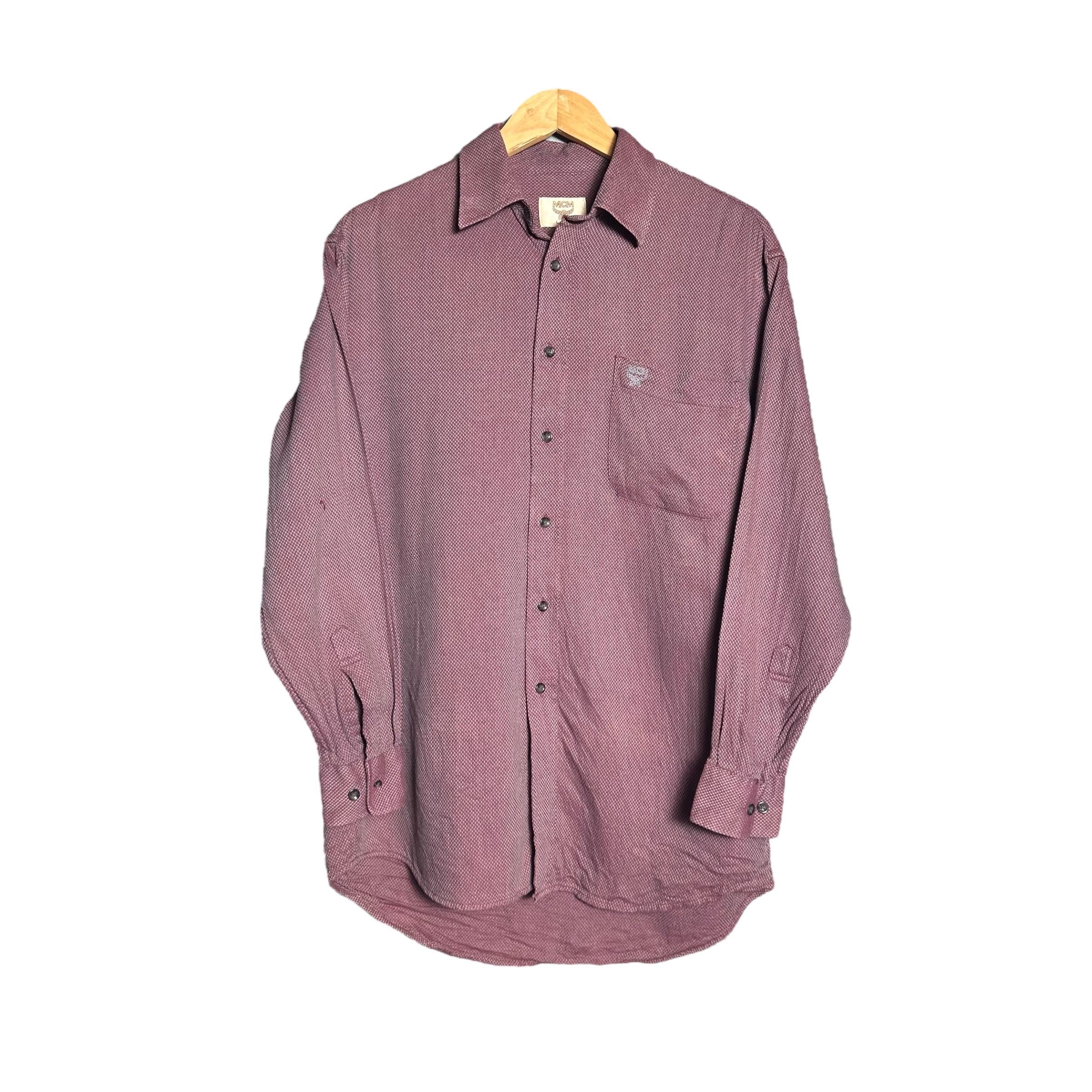 mcm dress shirt Vintage MCM Embroidered Logo Button Up Shirt