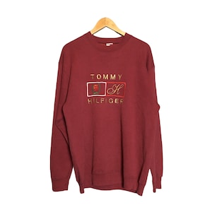 Vintage 90s Tommy Hilfiger Big Logo Embroidery Pathwork Sweatshirt/Sweater