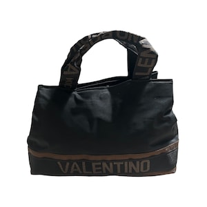 Vintage Valentino Big Logo Embroidered Tote Bag
