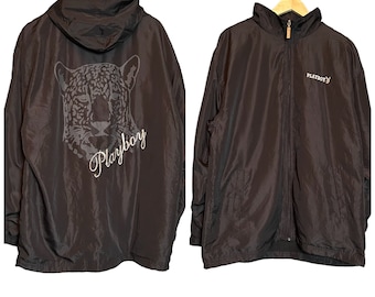 Play Boy Leopard Embroidery Win Breaker Full Zip Hoodie Jacket