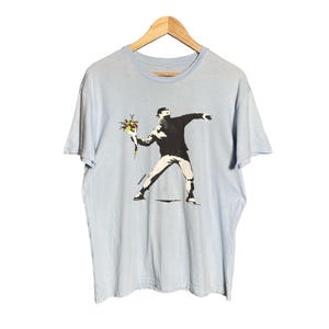 Vintage Banksy Flower Art T-Shirt