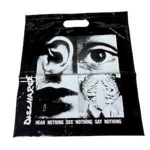 Vintage Discharge Hear Nothing Punk Tote Bag