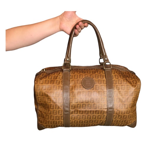 Fendi Monogram Leather Duffel Travel Bag VTG 90s Handle Duffle Bag Etsy Ireland