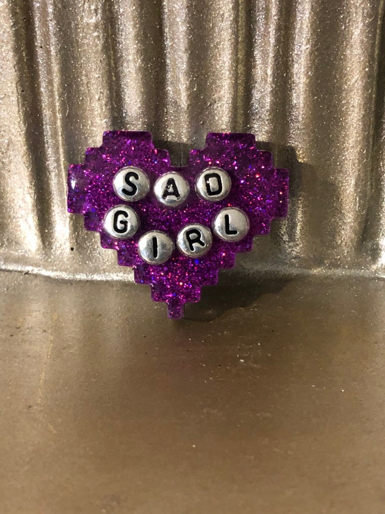 Sad girl Valentines keychainnecklace GOTH