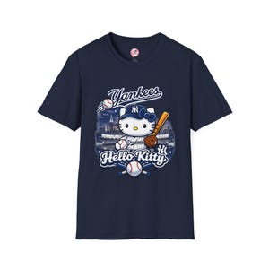 Hello Kitty Yankees Shirt | New York Baseball Tee | NYC Skyline Graphic T-Shirt | Cute Baseball Fan Apparel | Unisex Game Day Shirt image 3