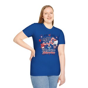 Chemise Hello Kitty 4 juillet, t-shirt indépendance américaine 250, t-shirt patriotique Sanrio, joli t-shirt feux d'artifice du 4 juillet, chemise rouge blanc bleu image 8