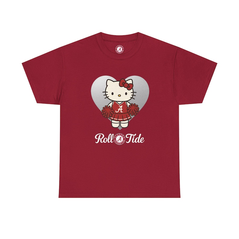 Koszulka Hello Kitty z Alabamy | Koszulka Roll Tide Cheer Tee | Koszulka kibica Crimson Tide | Koszulka futbolu uniwersyteckiego Kawaii | Odzież na mecz Alabamy zdjęcie 1