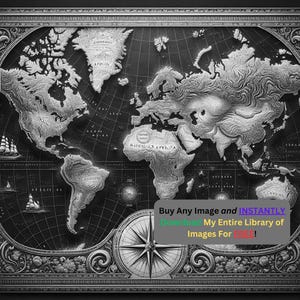 Antyczna mapa Obraz laserowo cięty wypal plik | Ozdobny kartograficzny cyfrowy do pobrania | Grafika 3D iluzji PNG Zdjęcie Glowforge - 0301